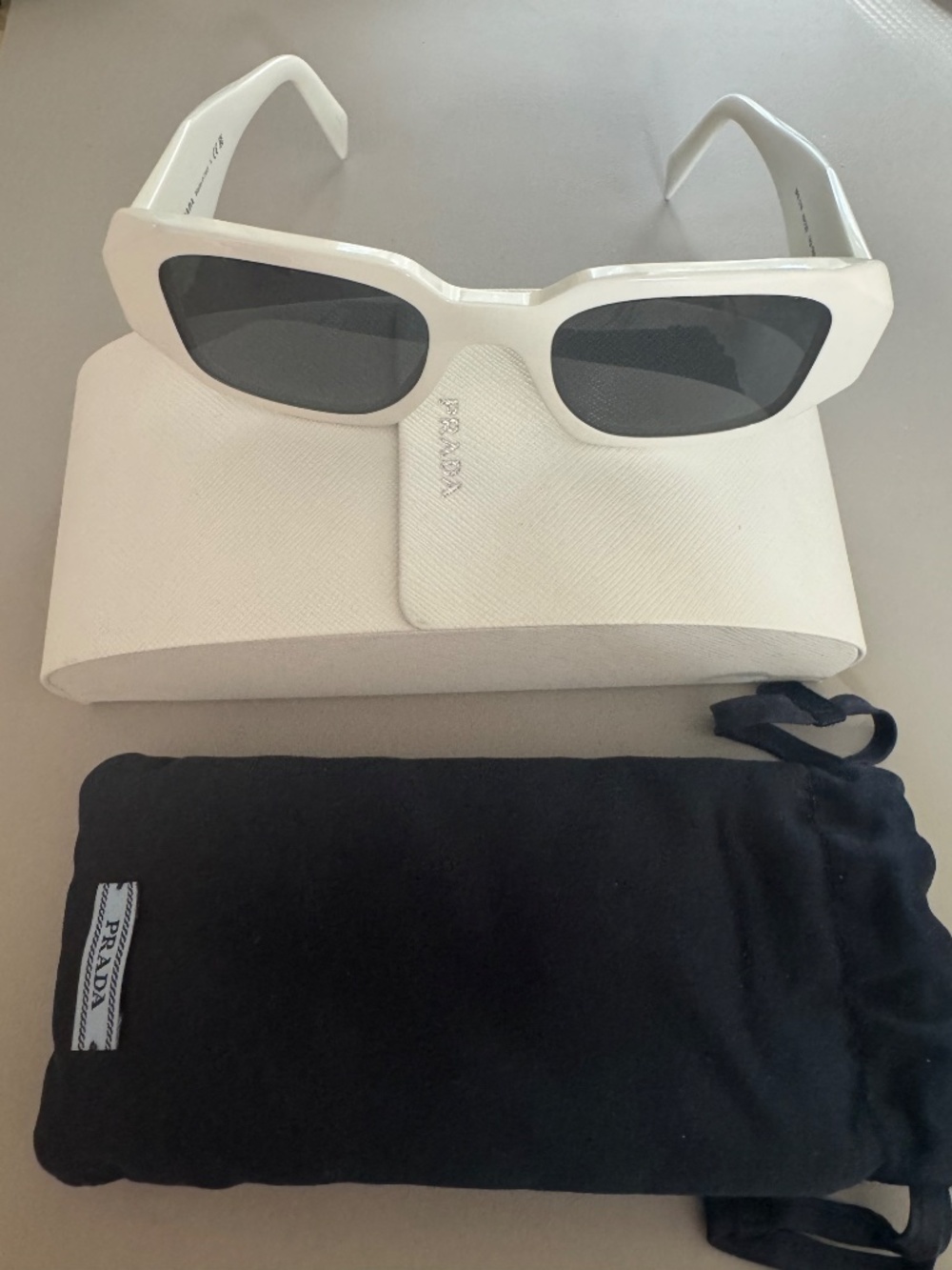 Preowned Prada 51MM Rectangular White Sunglasses - Picture 2 of 6